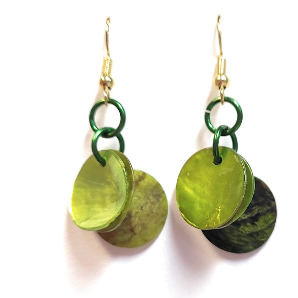 Green Painted Shell Earrings
